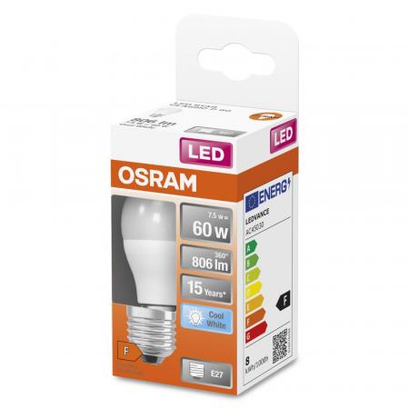 OSRAM E27 LED Lampe STAR Classic in Tropfenform matt 7,5W wie 60W neutralweiß 4000K